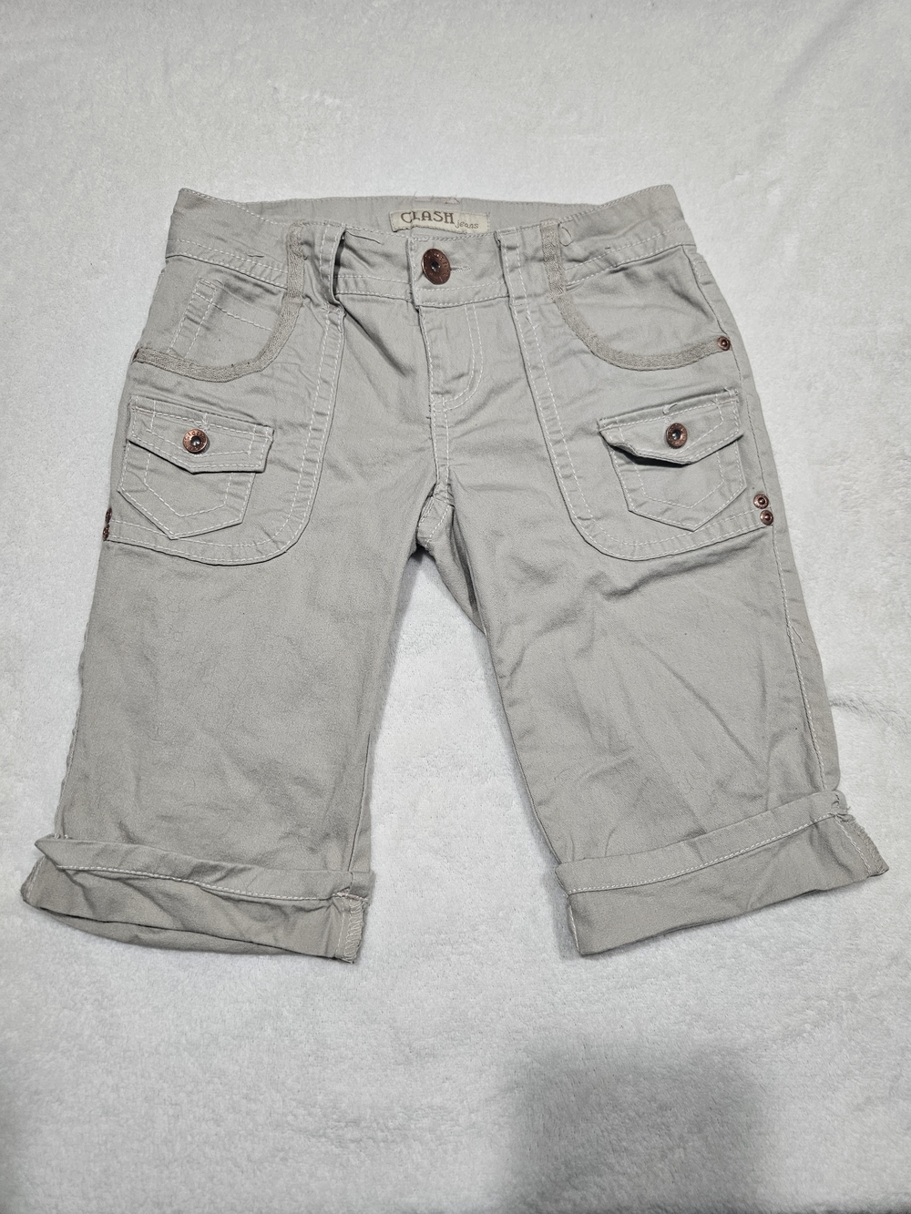 Crash Women's Light Beige Cargo Bermuda Shorts